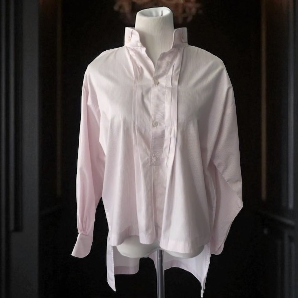 GALLEGO DESPORTES HIGH LOW POPOVER PUFF SLEEVE COTTON SHIRT SIZE SMALL FRANCE